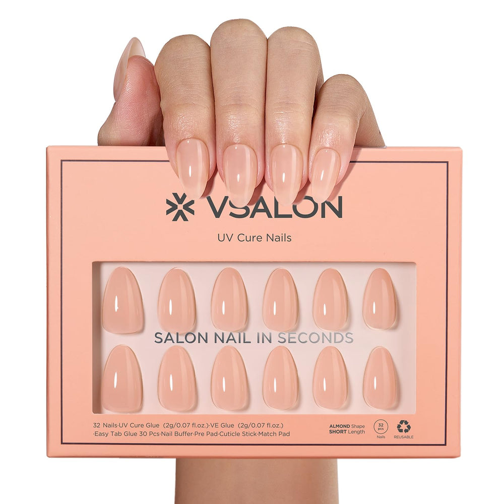 VSALON reusable glue-on nails for multiple wears.