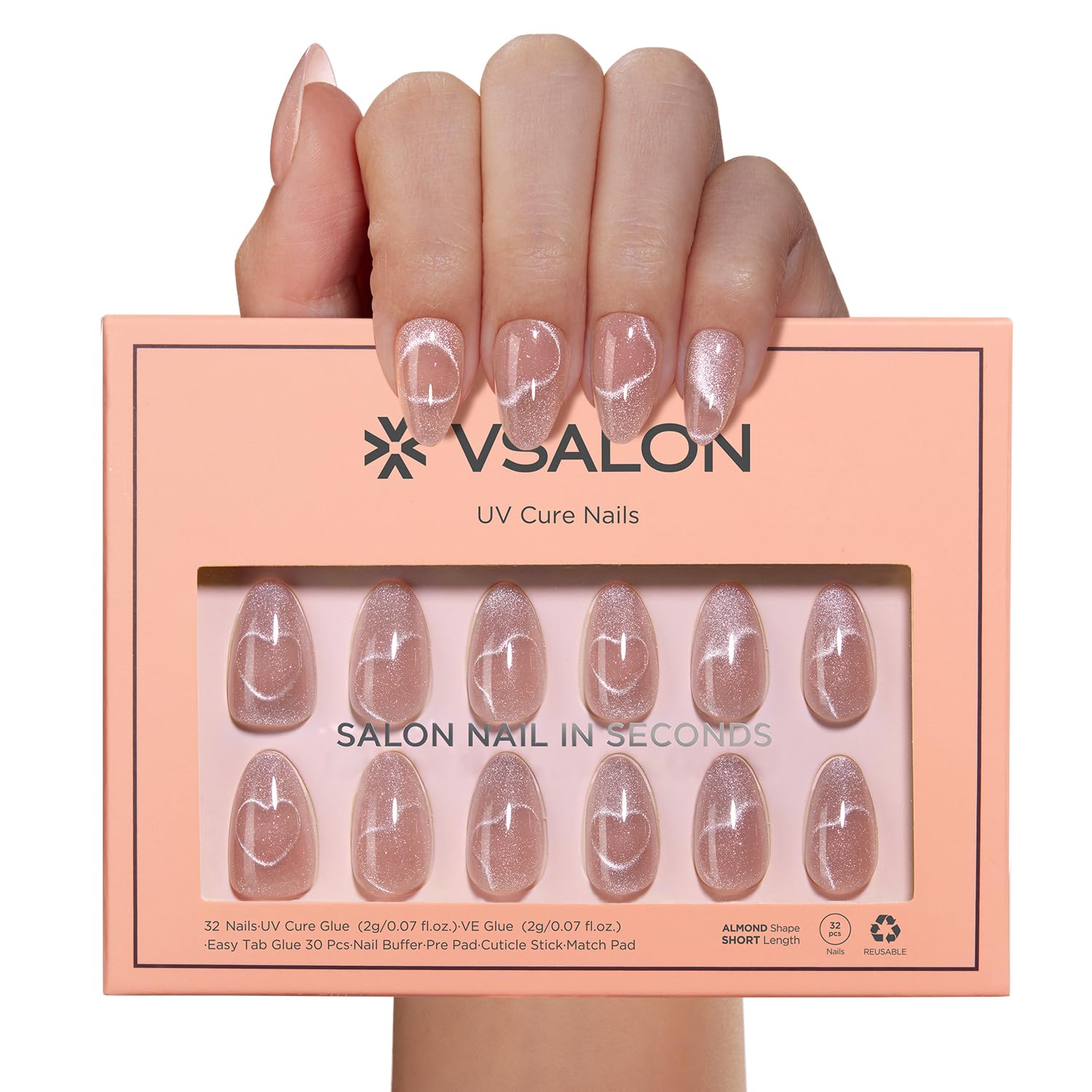 VSALON reusable stick-on nails kit for multiple wearings