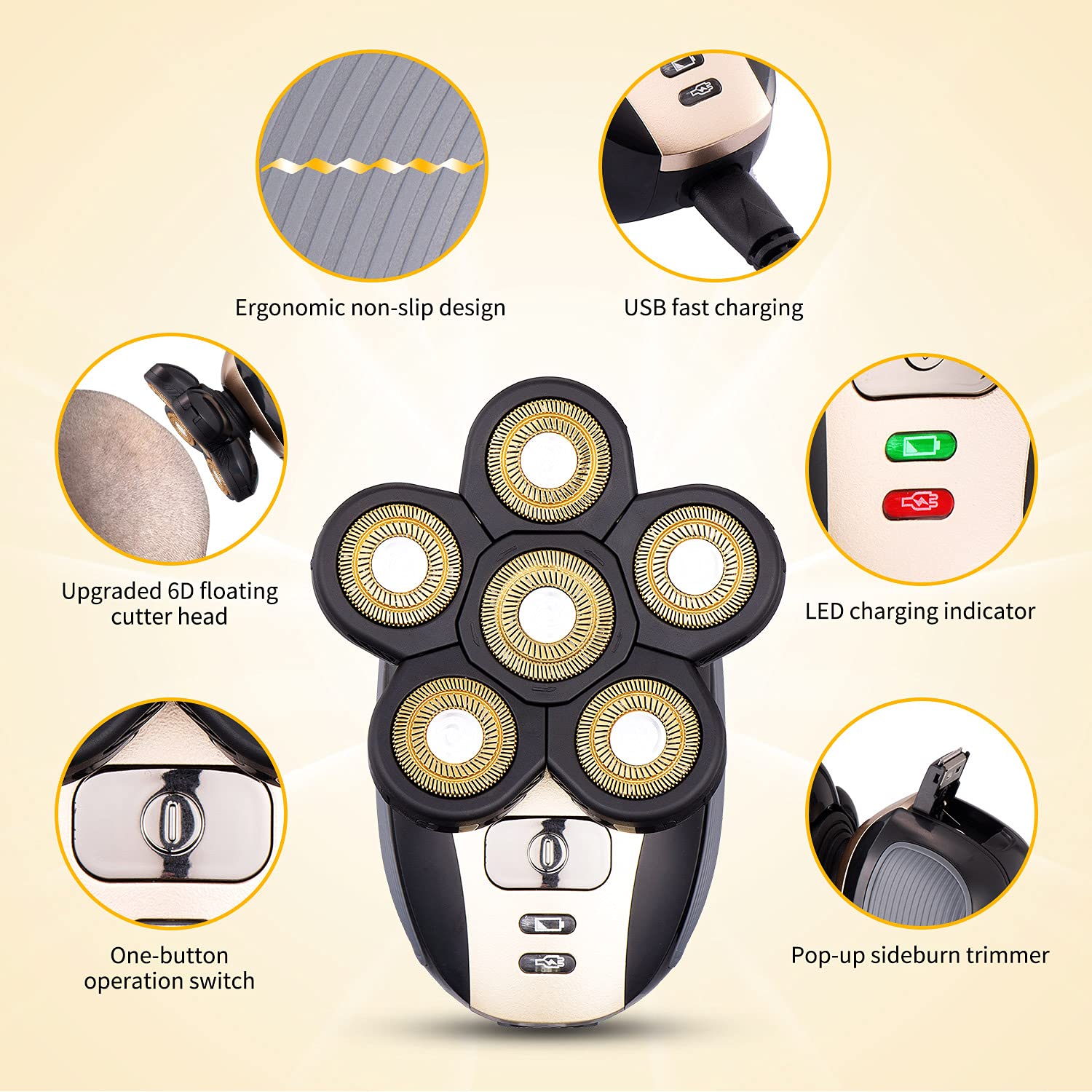 Vsmooth detachable attachments kit with five heads for versatile grooming.