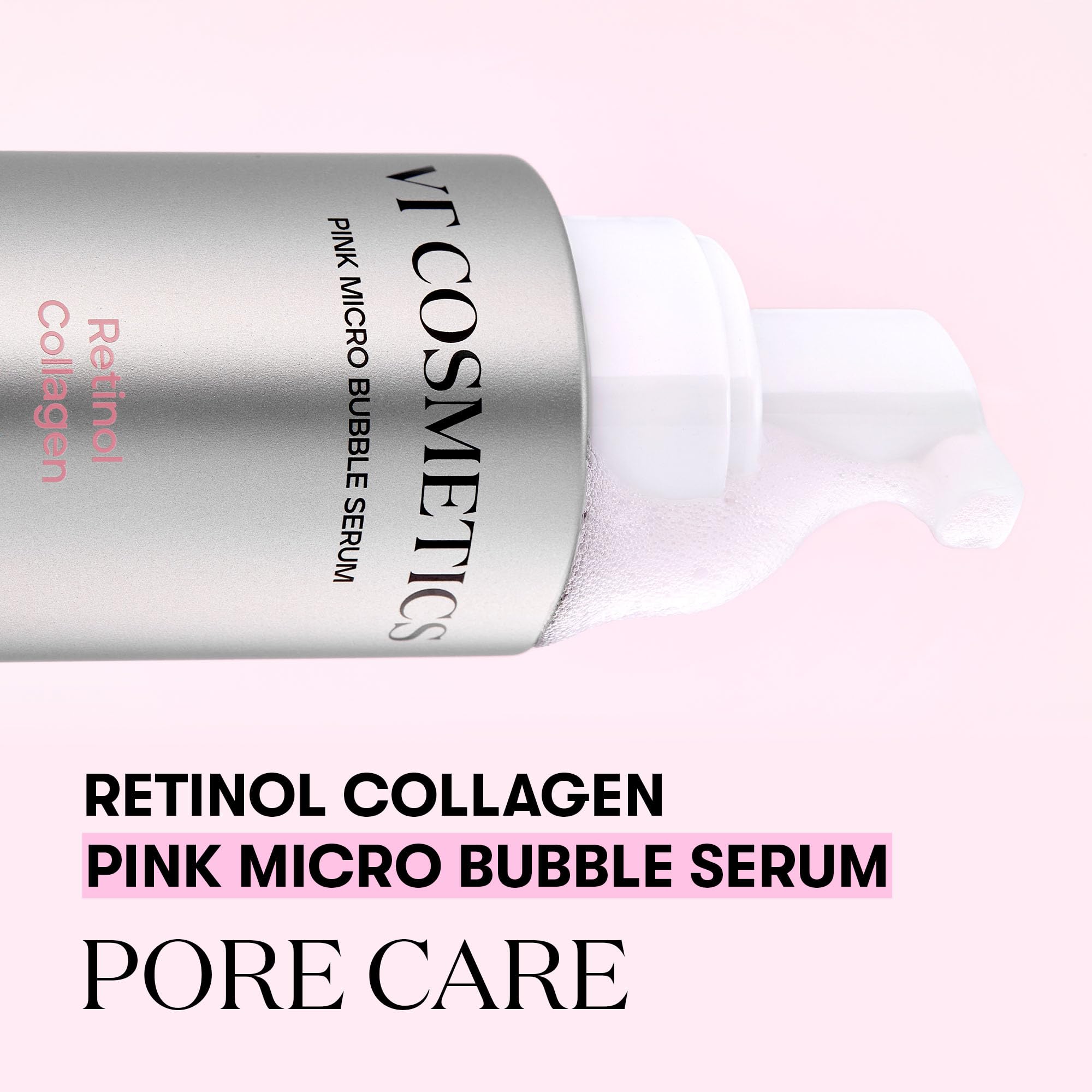 VT COSMETICS Bubble Serum foam-detail shows airy bubbles for a refreshing skincare moment