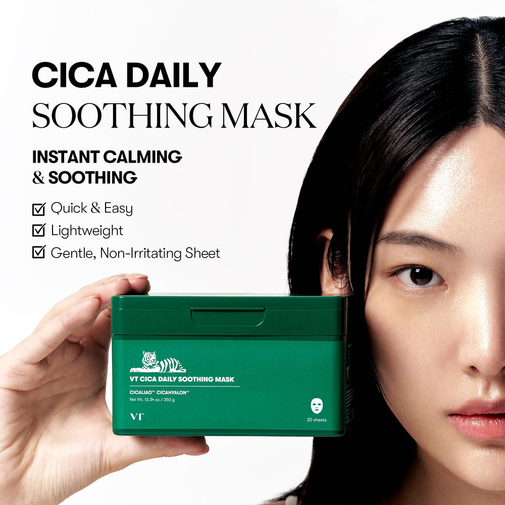 VT COSMETICS CICA Daily Soothing Mask ampoule essence delivers quick hydration to skin.