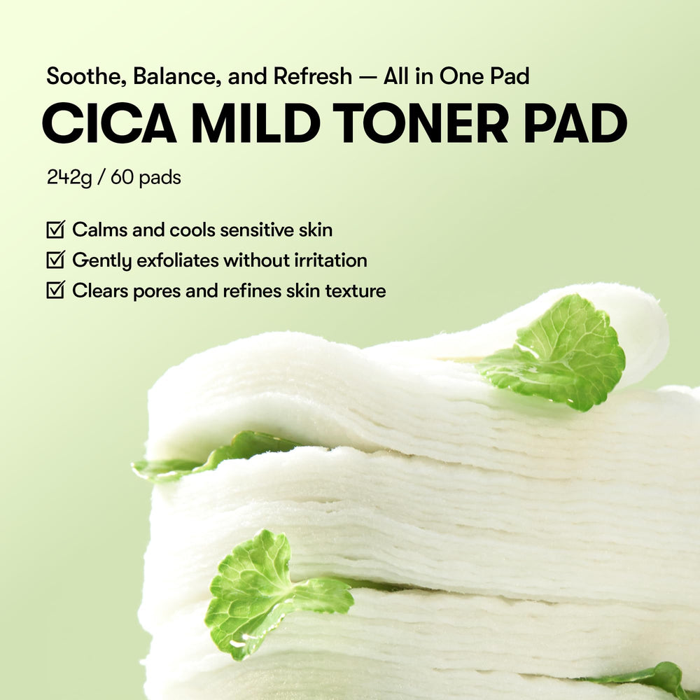 VT COSMETICS Cica Mild Toner Pad dual-texture close-up for gentle cleansing.