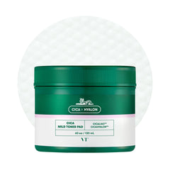 VT COSMETICS Cica Mild Toner Pad front view for daily exfoliation and hydration.