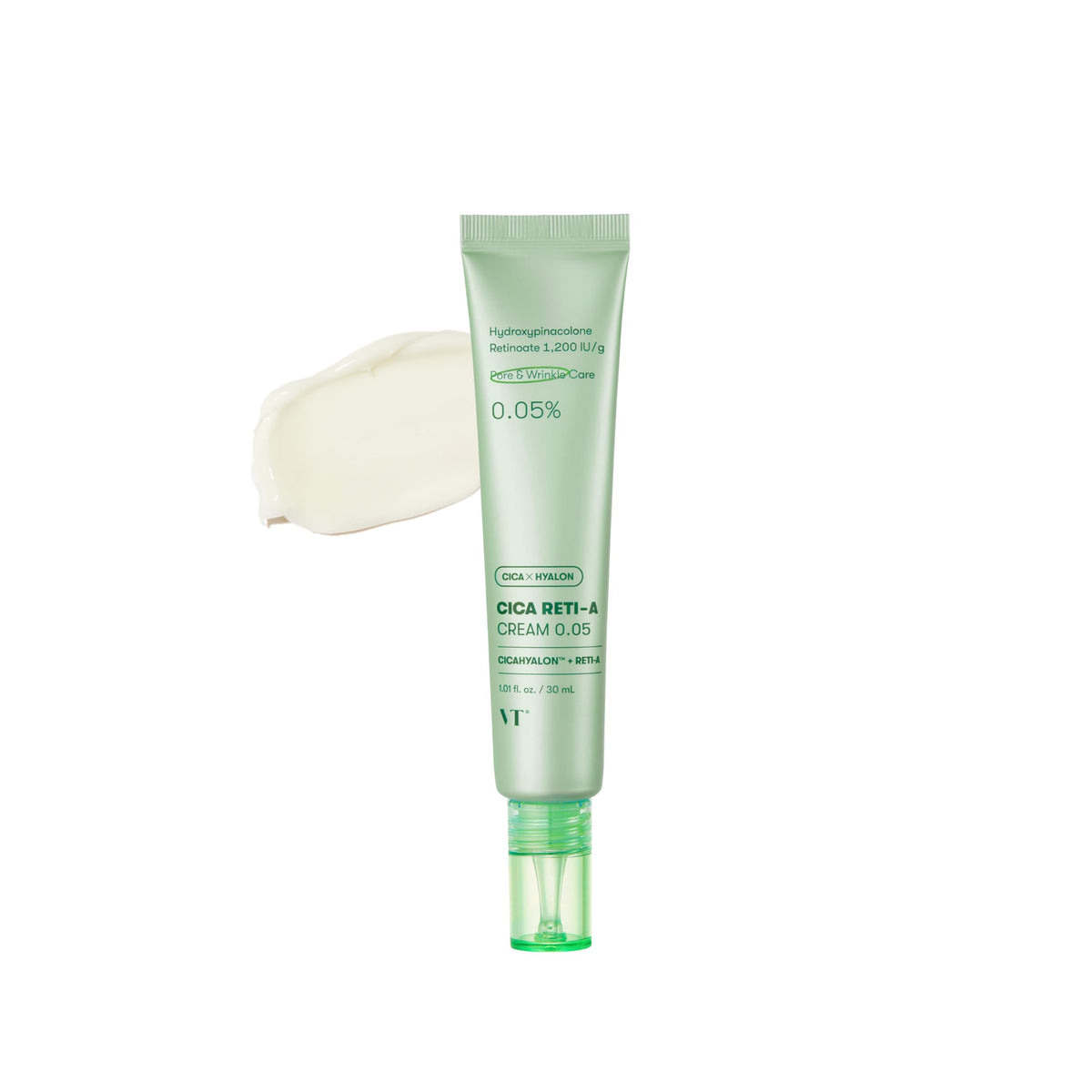 VT COSMETICS Cica Reti-A Cream jar close-up shows soothing texture for sensitive skin