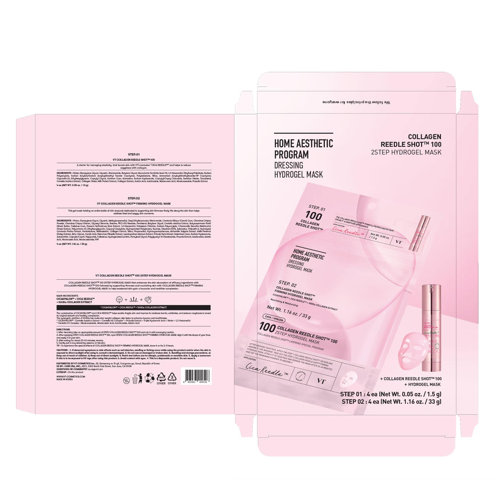 VT COSMETICS Reedle Shot pink collagen look conveys premium skincare routine.