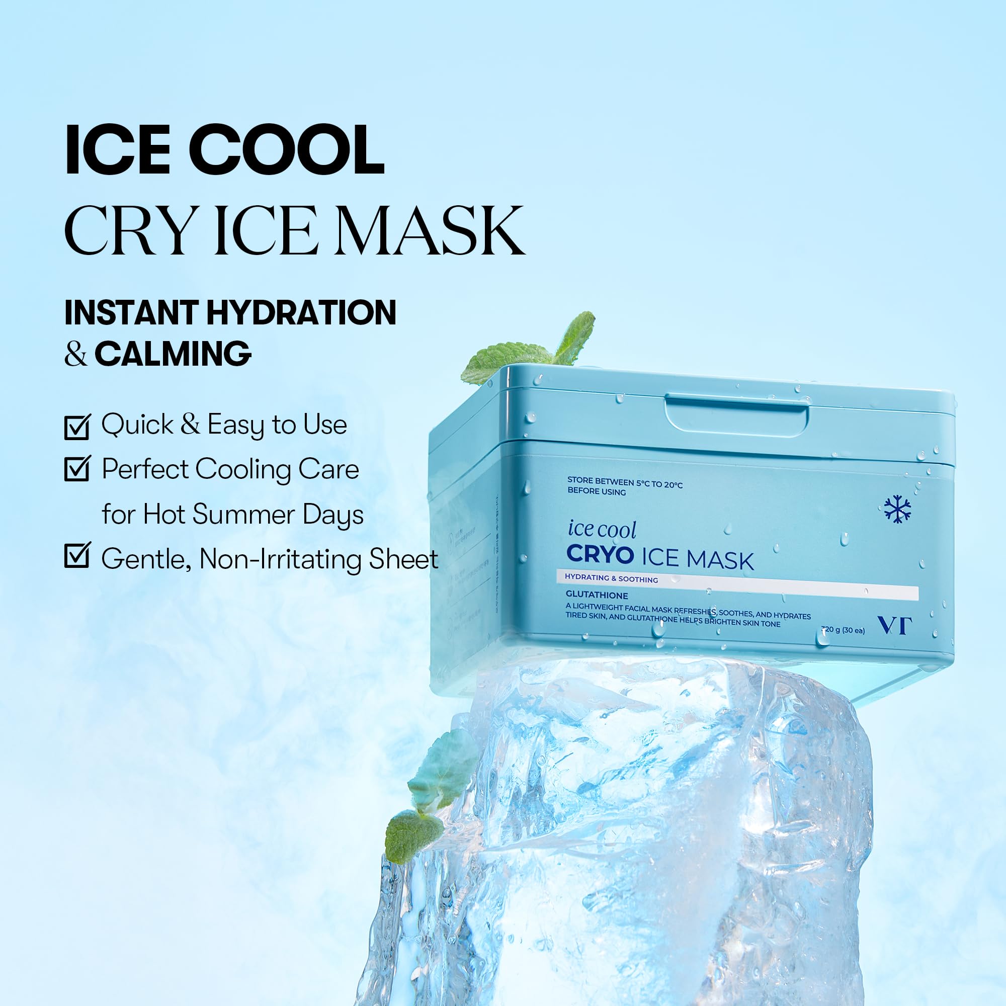 VT COSMETICS Cryo Ice Mask cellulose sheet image highlighting soft fabric for gentle application