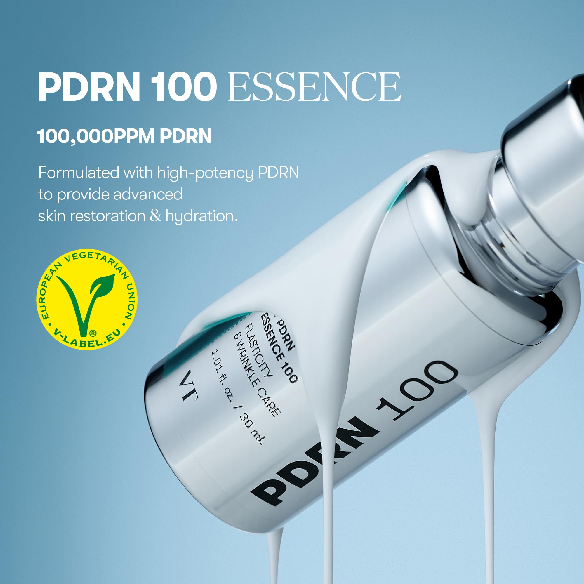 VT COSMETICS PDRN 100 Essence quick absorption enables seamless layering