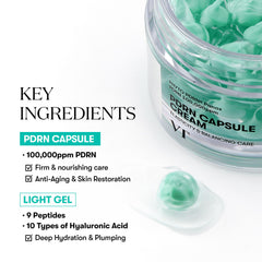 VT COSMETICS PDRN capsules visible in a lightweight gel texture.