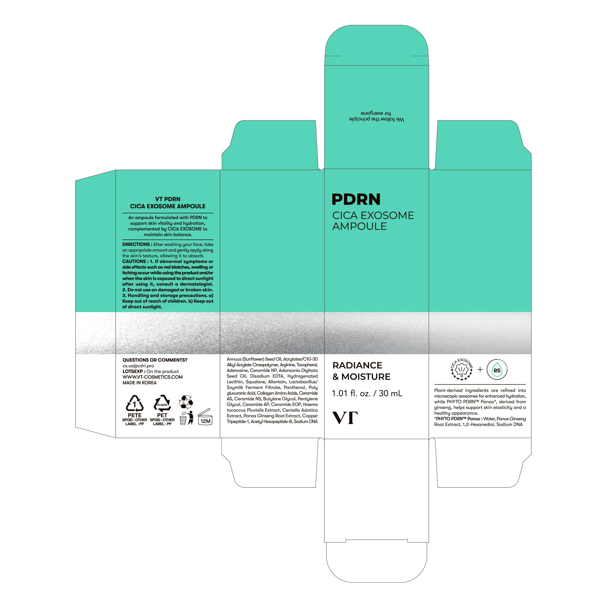 VT COSMETICS PDRN Cica Exosome Ampoule with barrier-supporting ceramide benefits