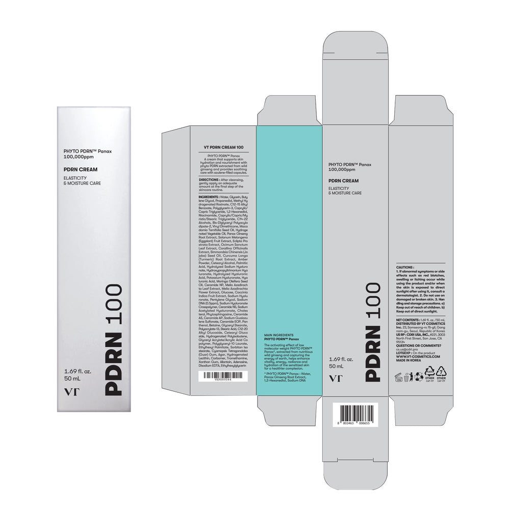 VT COSMETICS PDRN Cream packaging highlights vegan formula