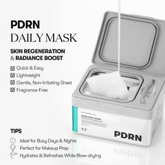 VT COSMETICS PDRN Daily Mask sheet closeup highlighting ultra-thin design for absorption.