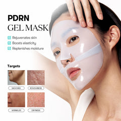 VT COSMETICS PDRN hydrogel mask jar closeup shows nourishing essence for deep hydration.