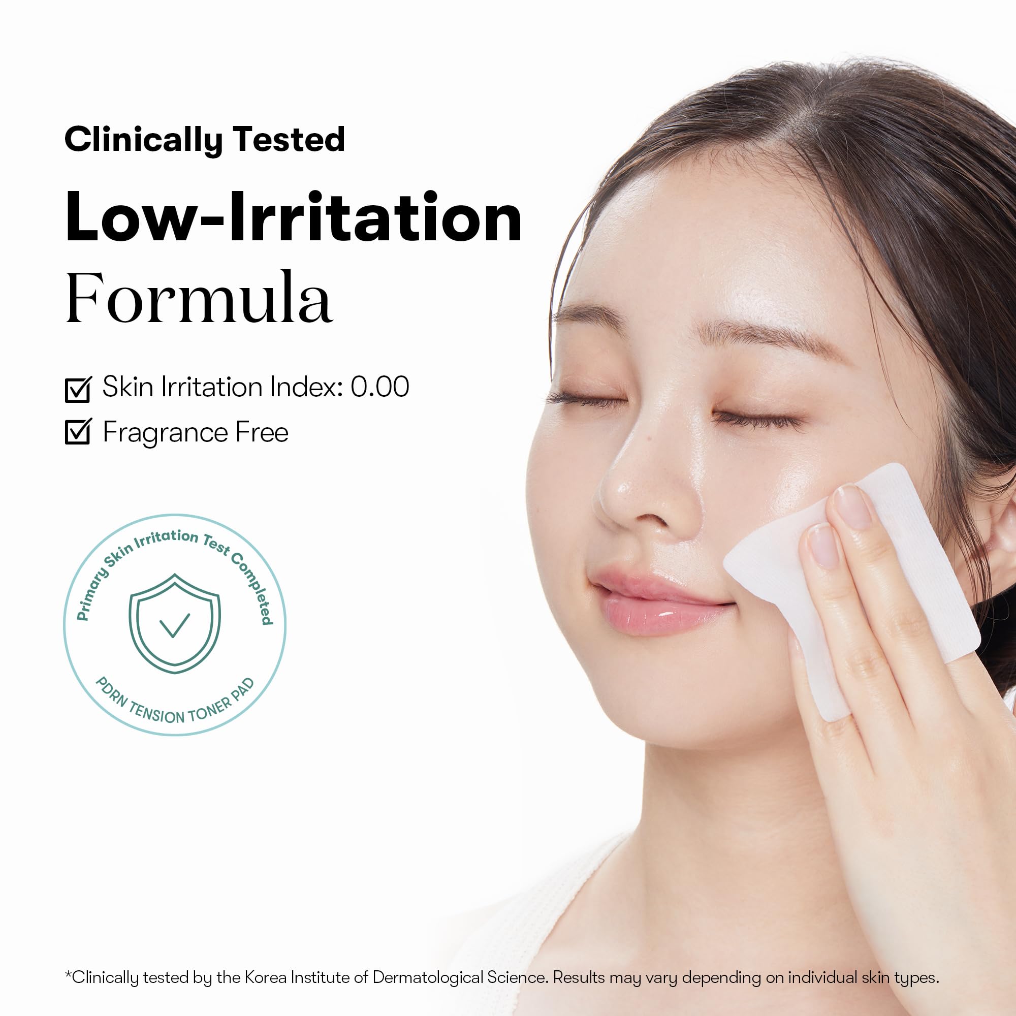 VT COSMETICS PDRN Toner Pad vegan stretch fabric in use on face