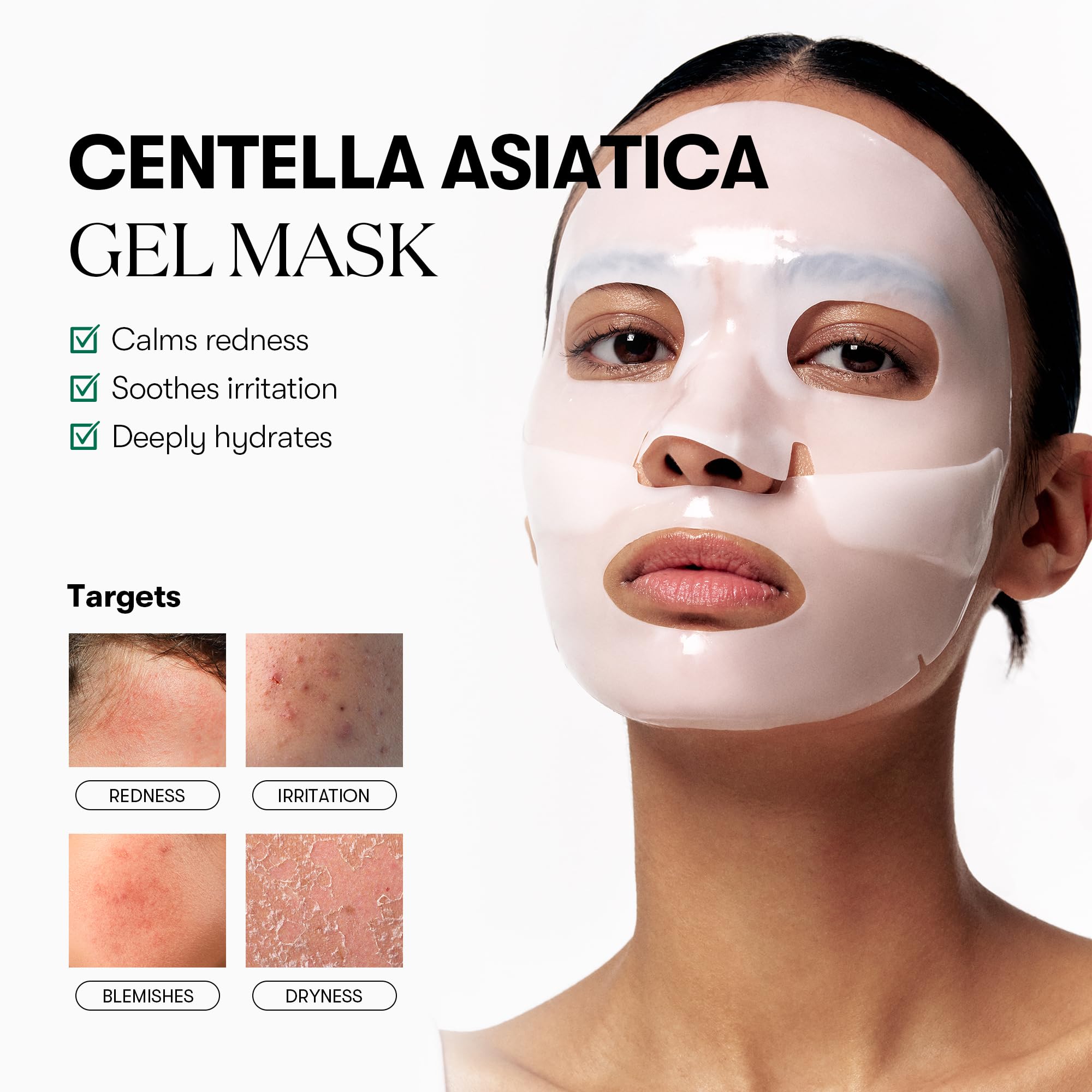 VT COSMETICS Pro Cica Reedle Shot mask-on-face demonstrates snug wear for targeted soothing