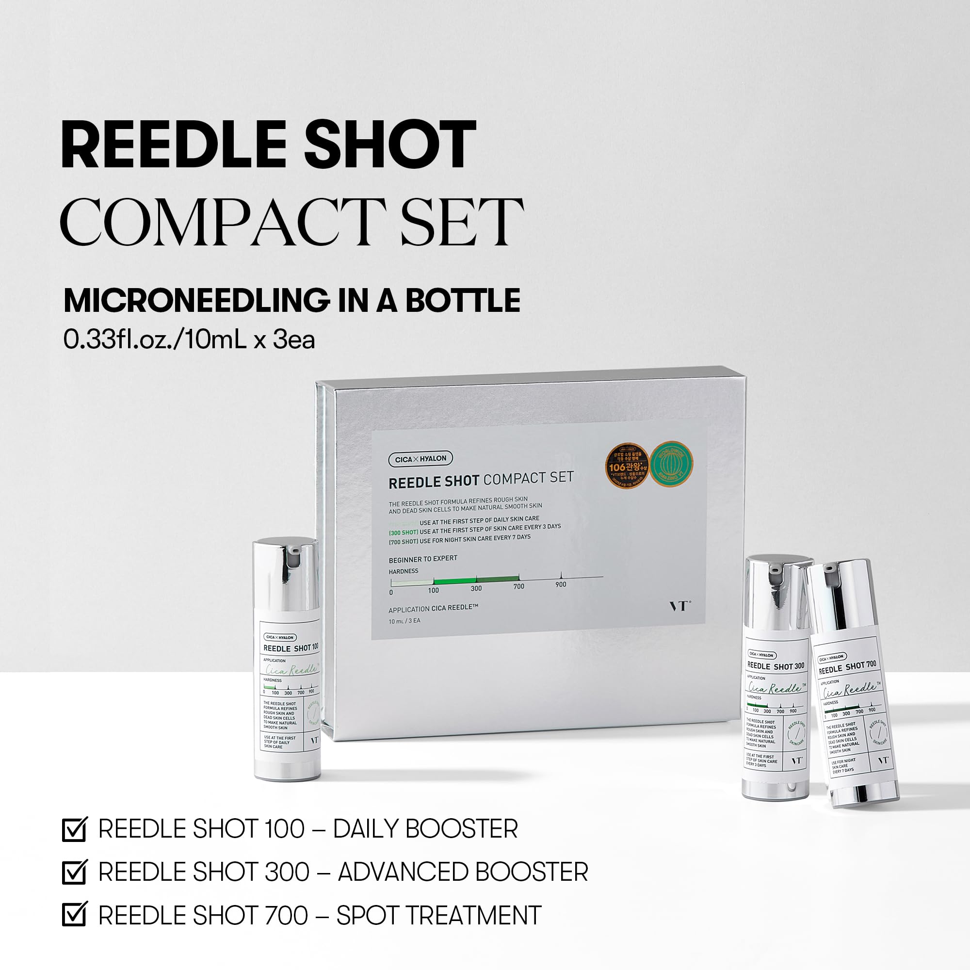 VT COSMETICS Reedle Shot 100 vial for initial absorption boost during routine.