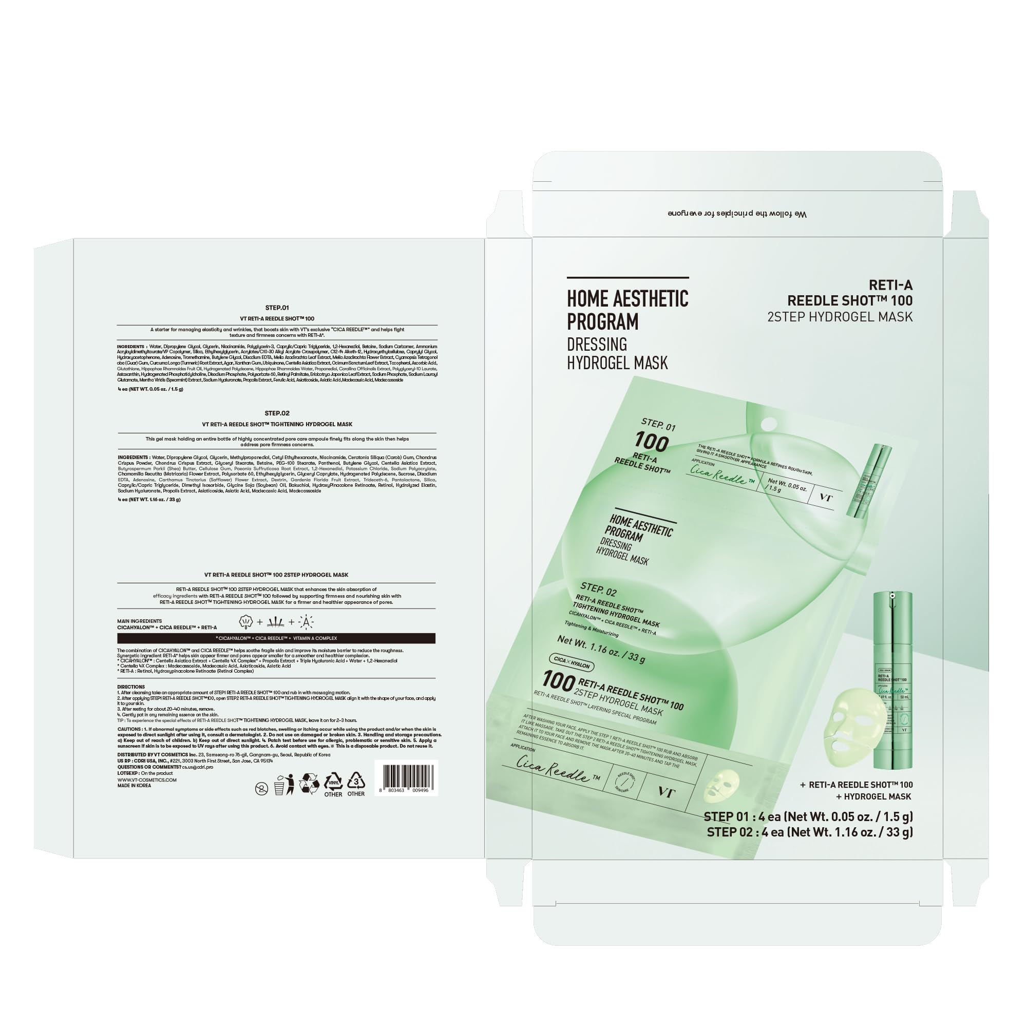VT COSMETICS Reti-A Reedle Shot 100 overnight melting mask for easy morning removal.