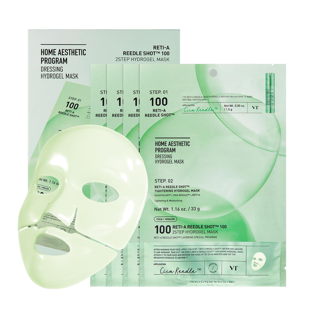 VT COSMETICS Reti-A Reedle Shot 100 packaging close-up for retinol beginners seeking gentle care.