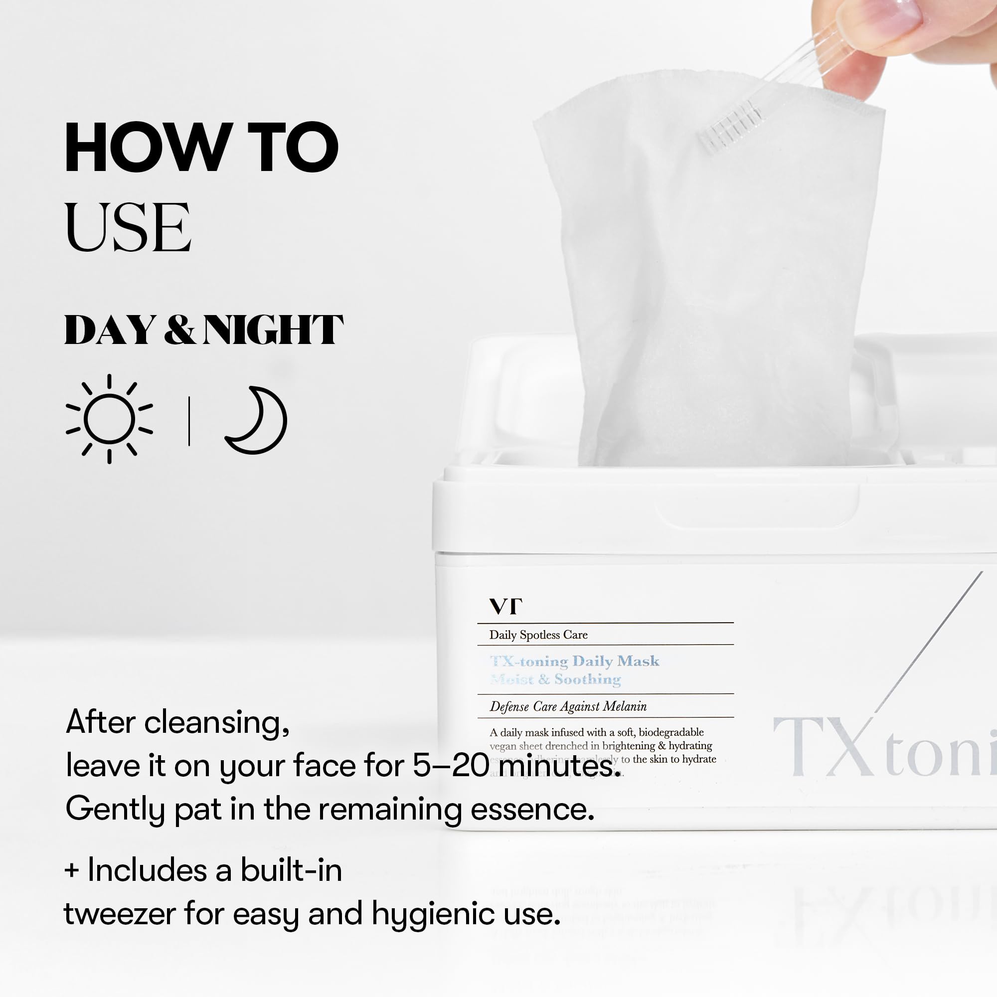 VT COSMETICS TX Toning Daily Mask daily-routine sits on a calm vanity for self-care.
