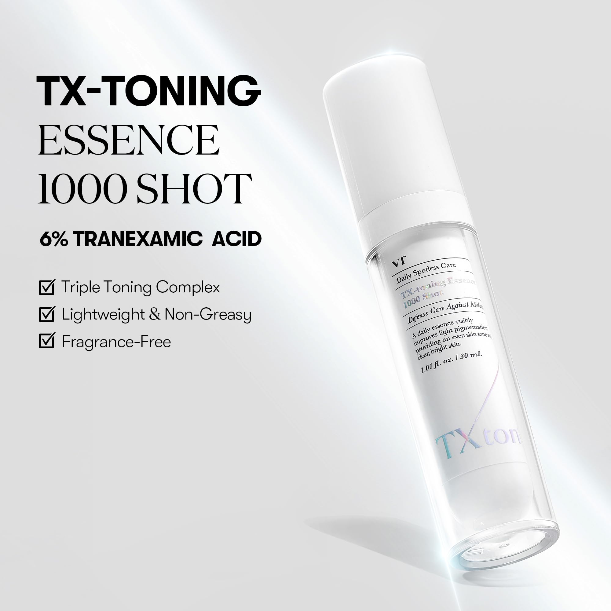 VT COSMETICS TX Toning Essence pump dispenser close up