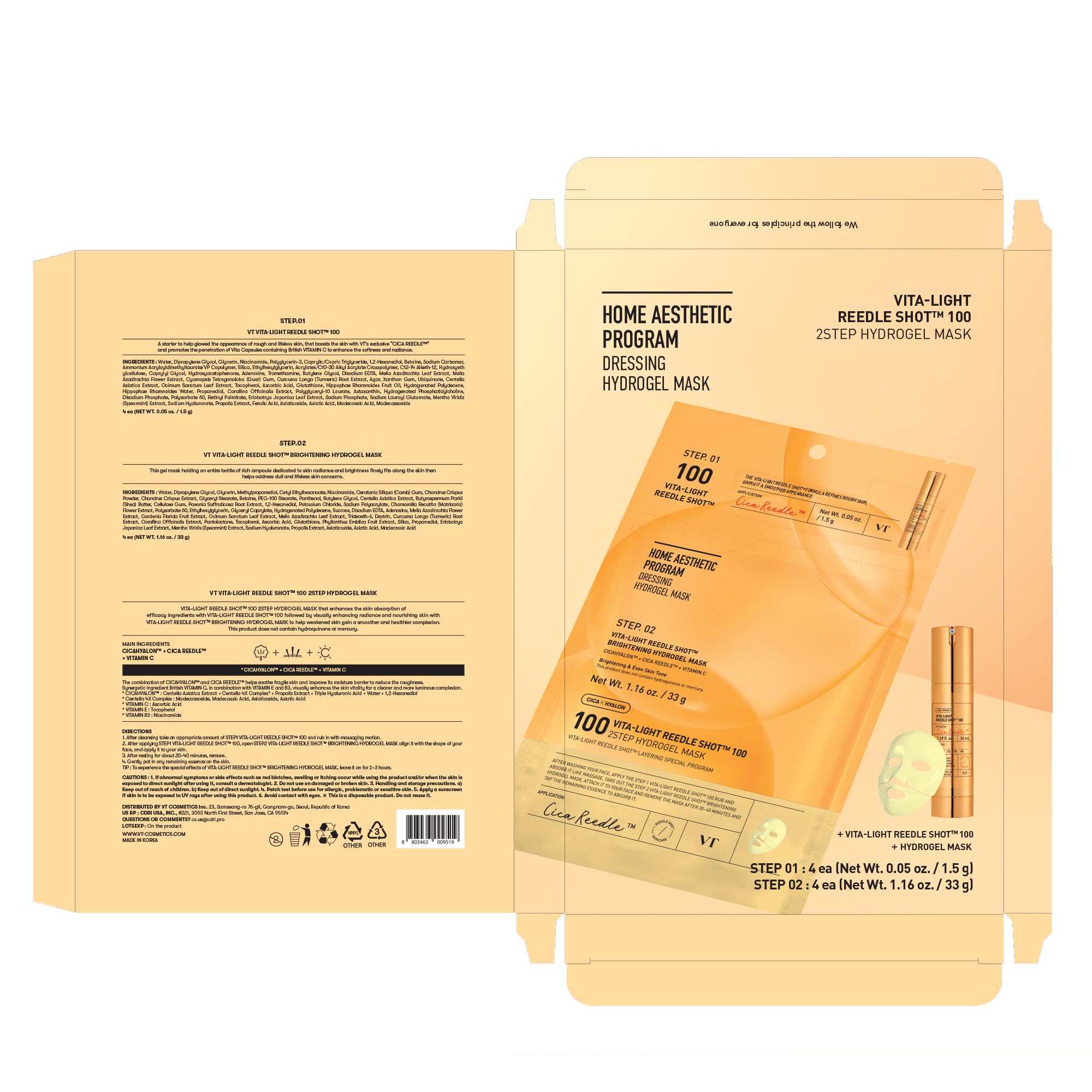 VT COSMETICS Vita-Light Reedle Shot overnight wear close-up for radiant morning glow