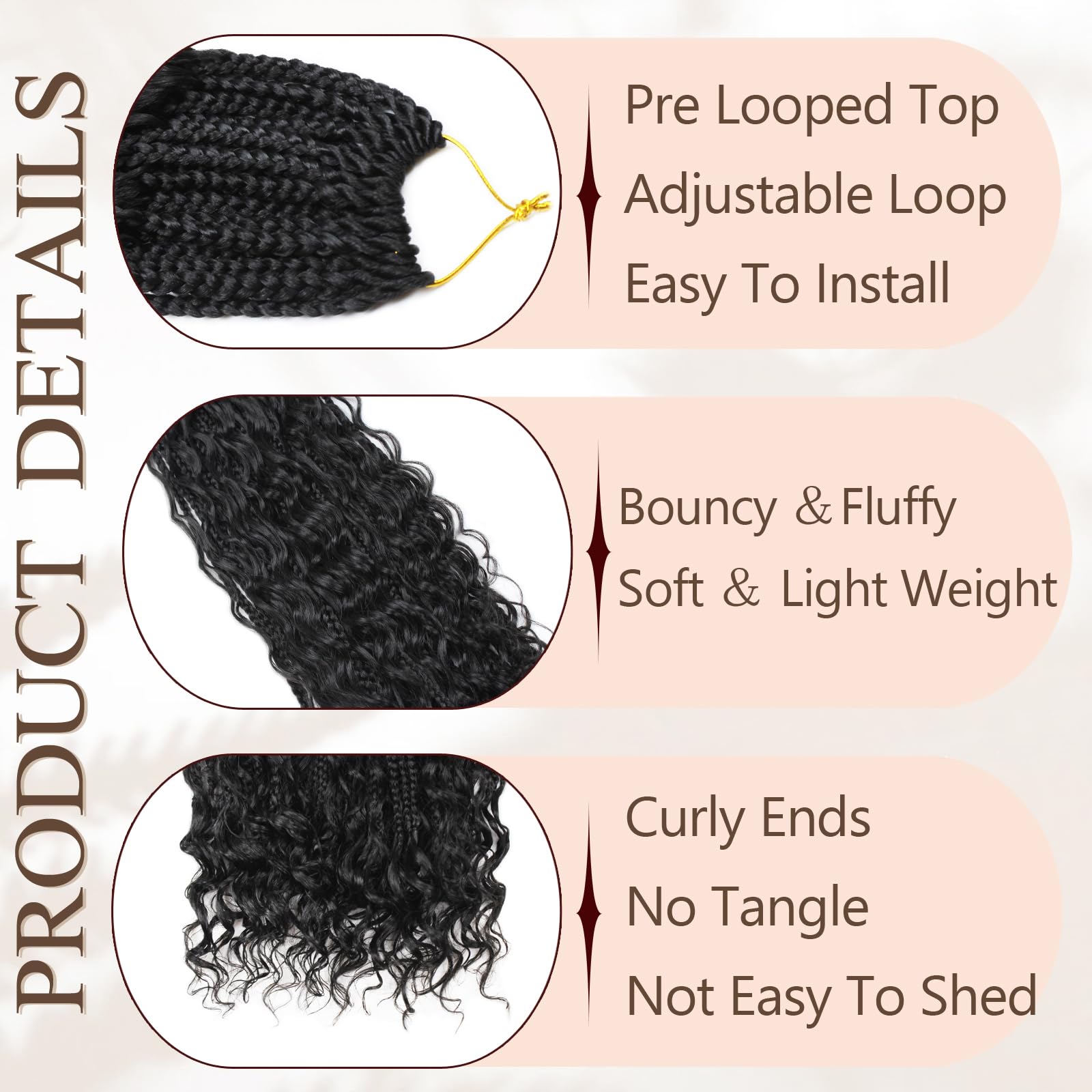 Vustbeauty Boho Braid Crochet Hair 9 packs included for full-head coverage.