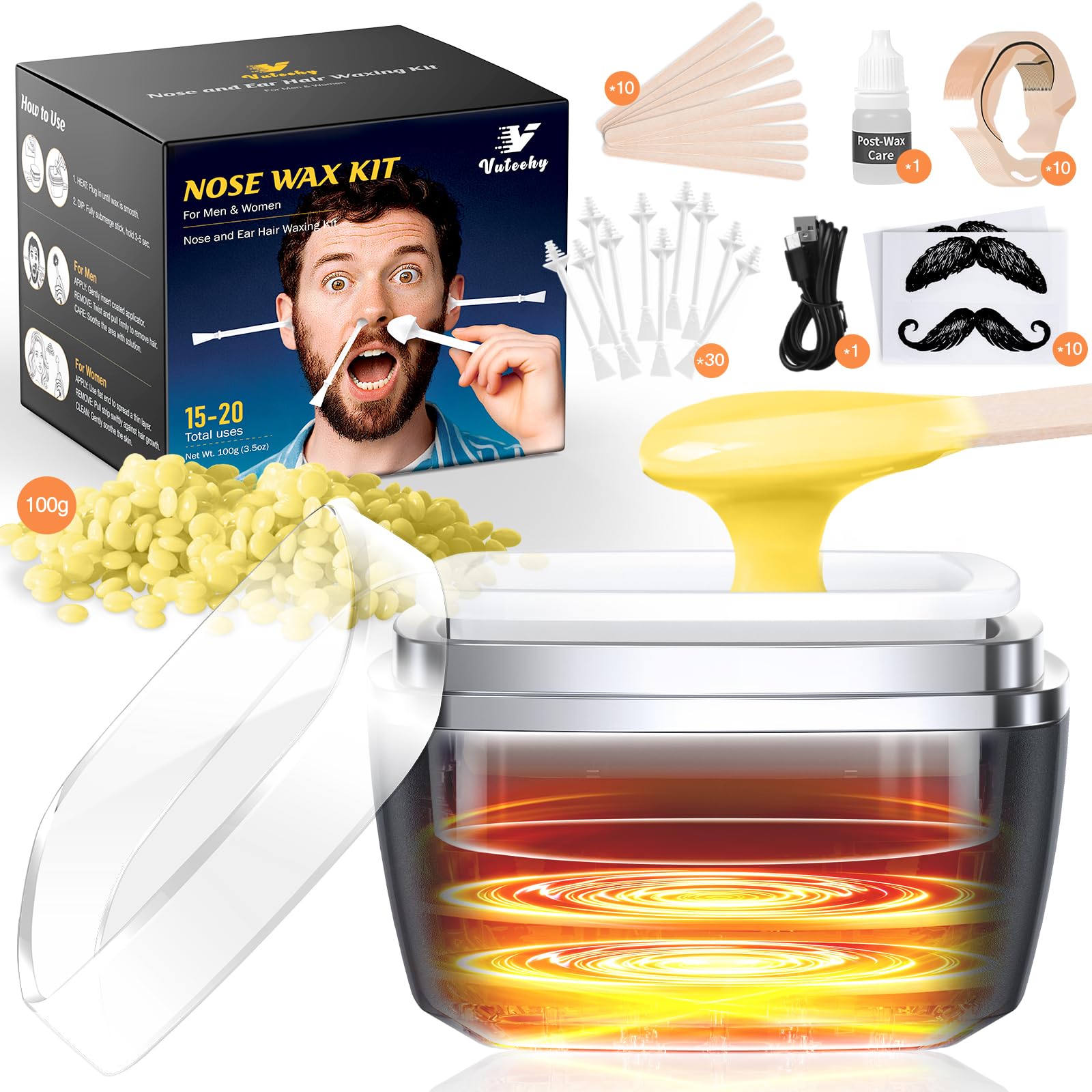 Vuteehy Nose Wax Kit compact waxer for quick at-home hair removal