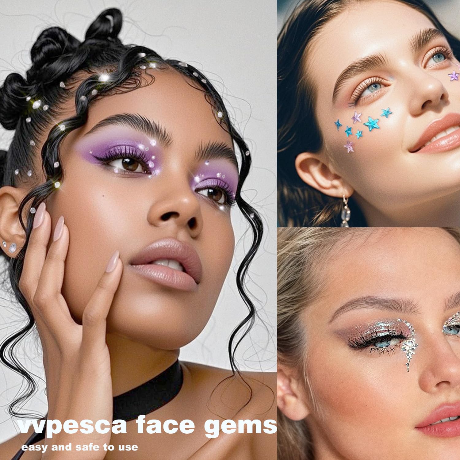 VVPESCA colorful star stickers for bold makeup accents with strong adhesion