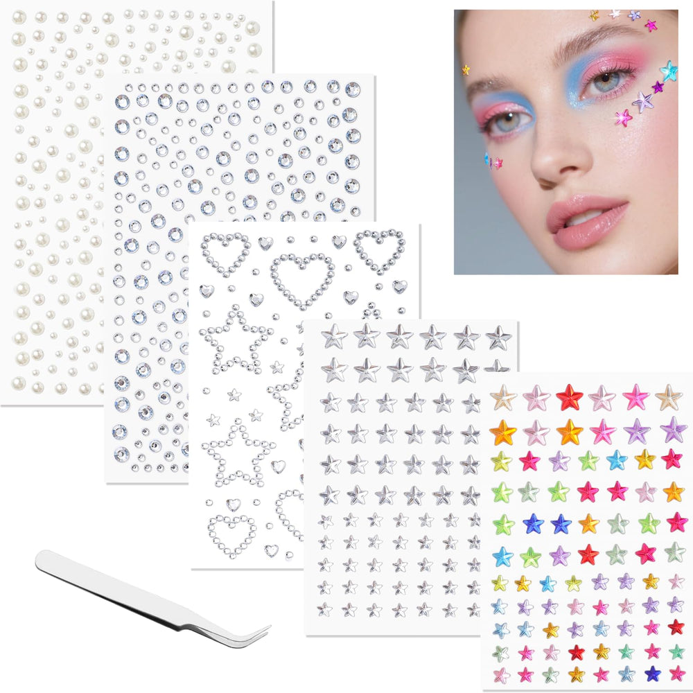 VVPESCA Star and Pearl gems pack for face and hair sparkle, easy to apply