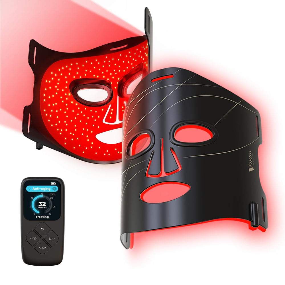 VVYM by Clinmate red-light mask front view with 292 LEDs for at-home facial therapy.