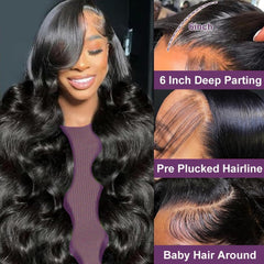 VXCVAE 30-inch lace front wig, side view, natural-looking volume with 220% density.