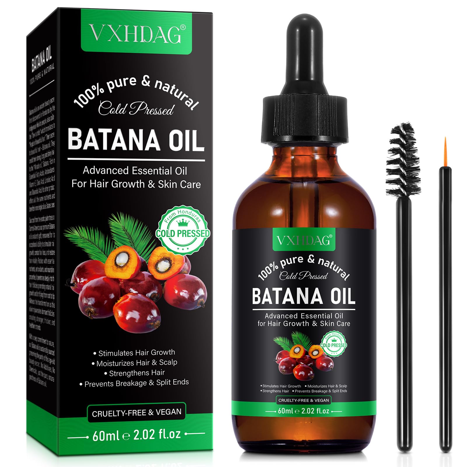 VXHDAG Batana Oil bottle showing pure formula for nourished hair