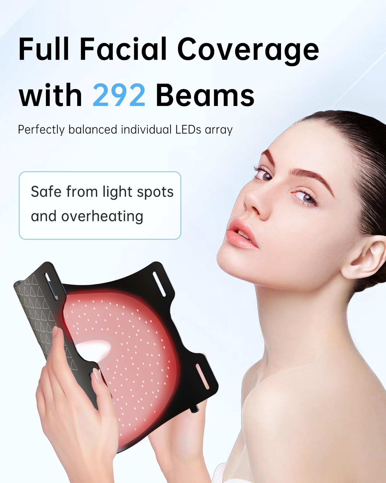 VYM Red Light Mask wireless design lets you use it anywhere