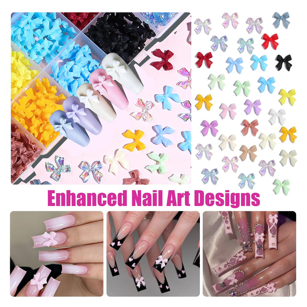 VYNELLE 1 cm flat-back bows simplify nail adhesion