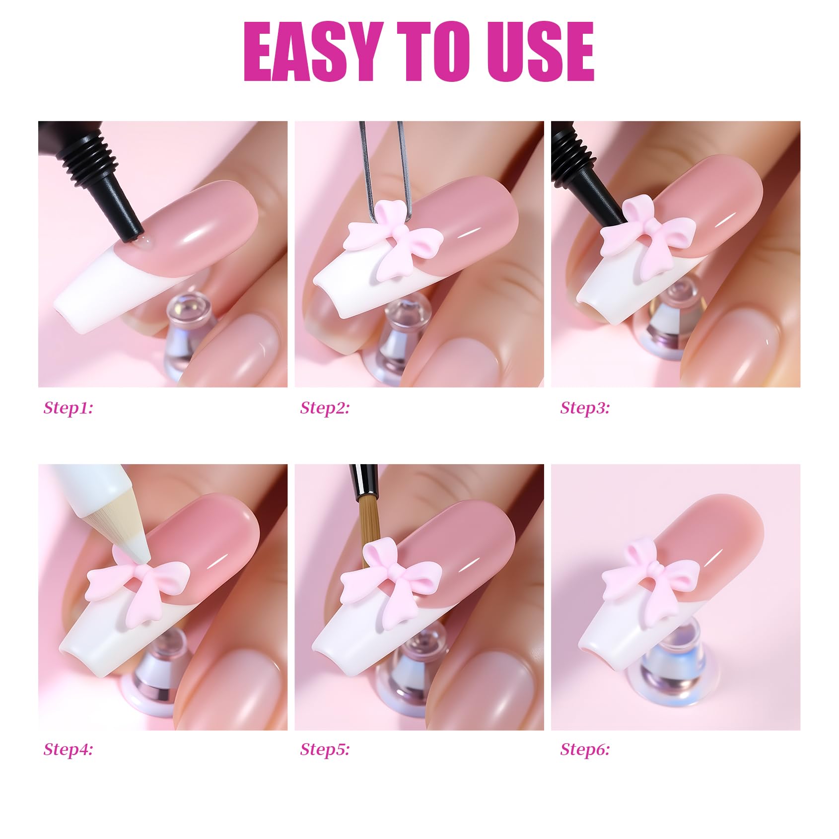 VYNELLE transparent bow charms add subtle sparkle to nails