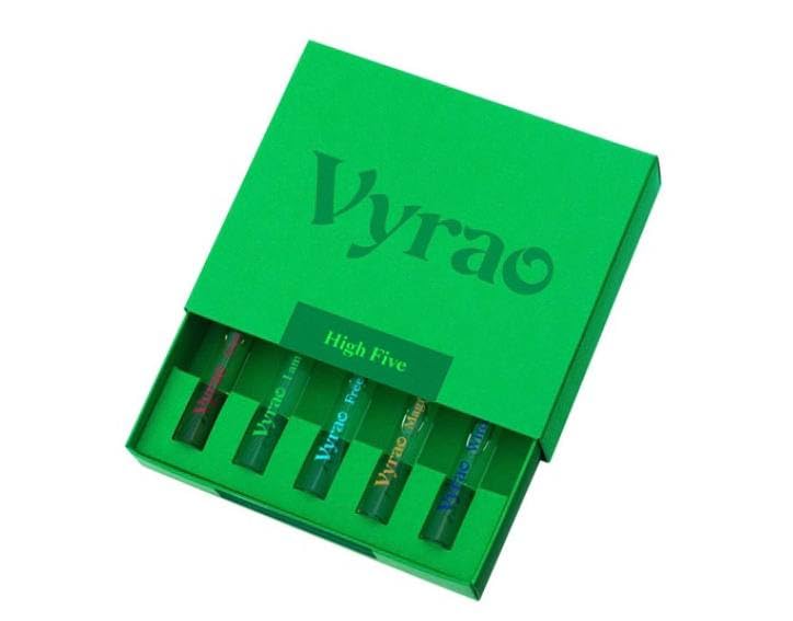 Vyrao High Five Set packaging; compact tester kit for on-the-go scents.