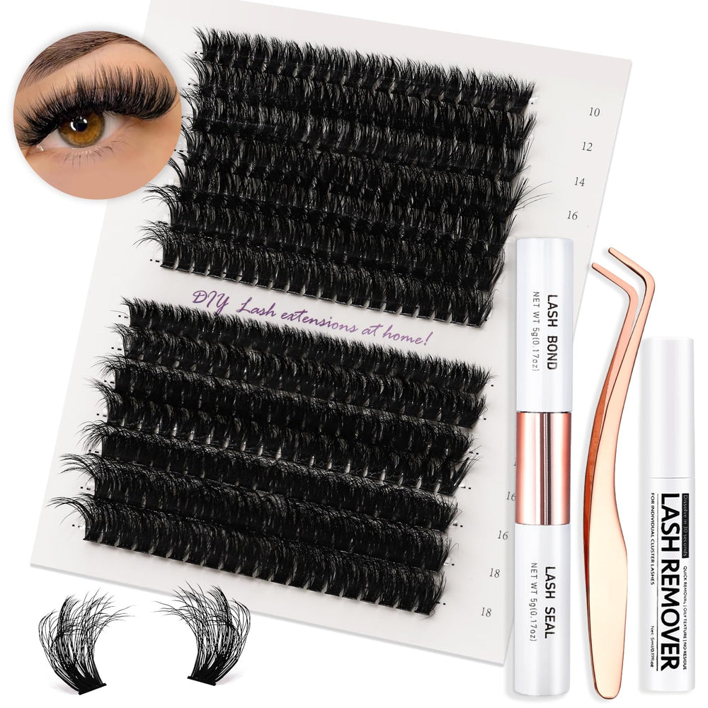 Vznffur fluffy lash kit with 280 clusters for salon-like volume at home.