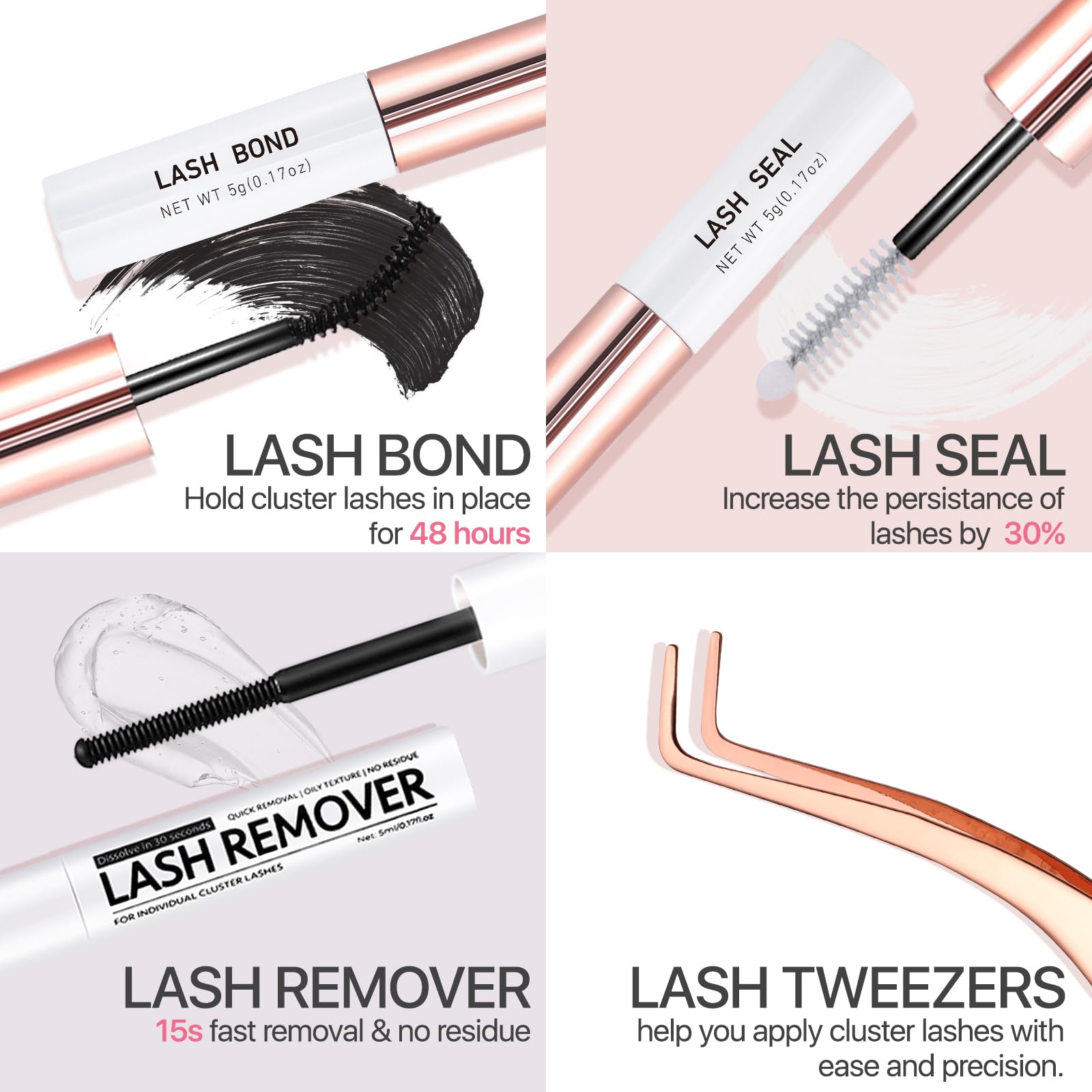 Vznffur lash tweezers for precise cluster placement.