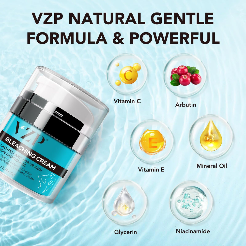 VZP Dark Spot Remover inner thigh bottle promoting softer, more uniform skin.