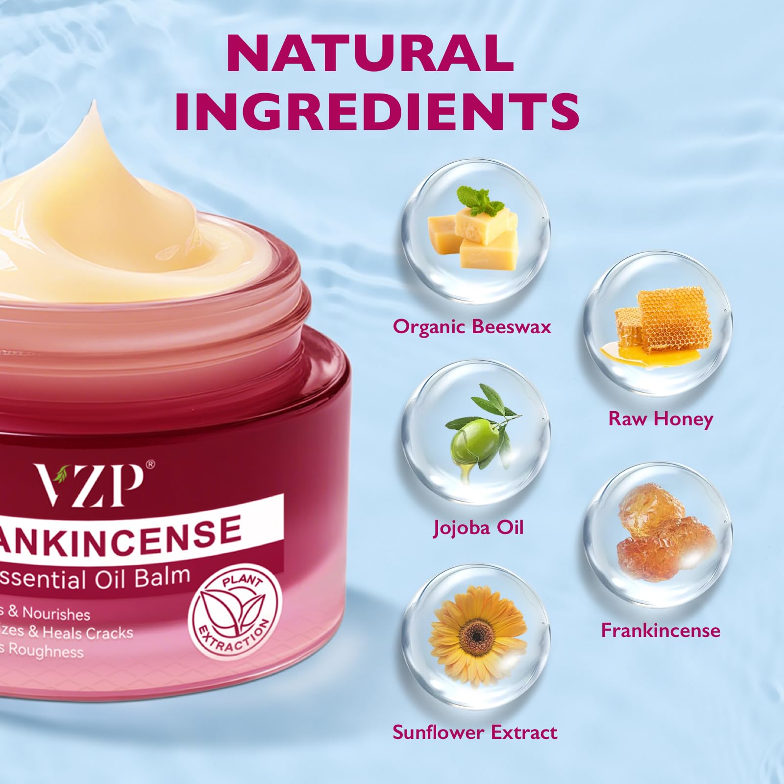 VZP Frankincense Essential Oil Cream massage balm fosters relaxation after long days.