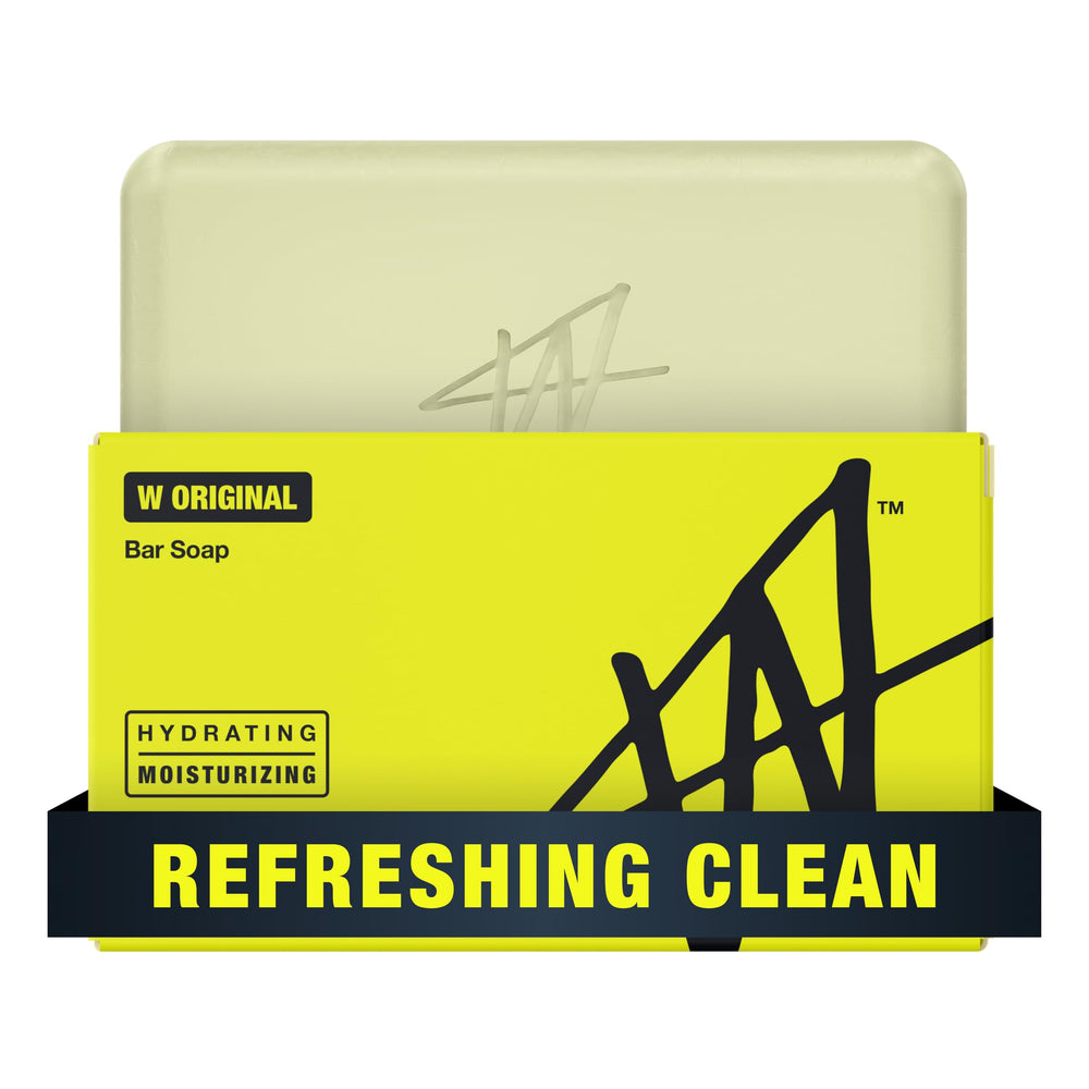 W By Jake Paul bar soap close-up showing original scent for all-day freshness.