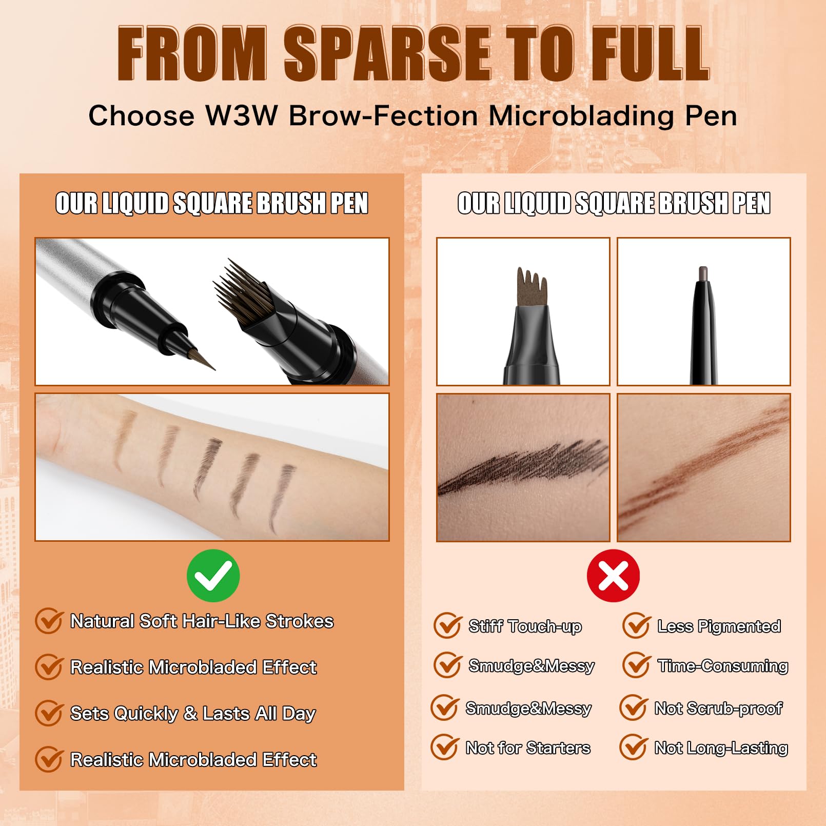 W3W Eyebrow Pen long-lasting wear without smudging.