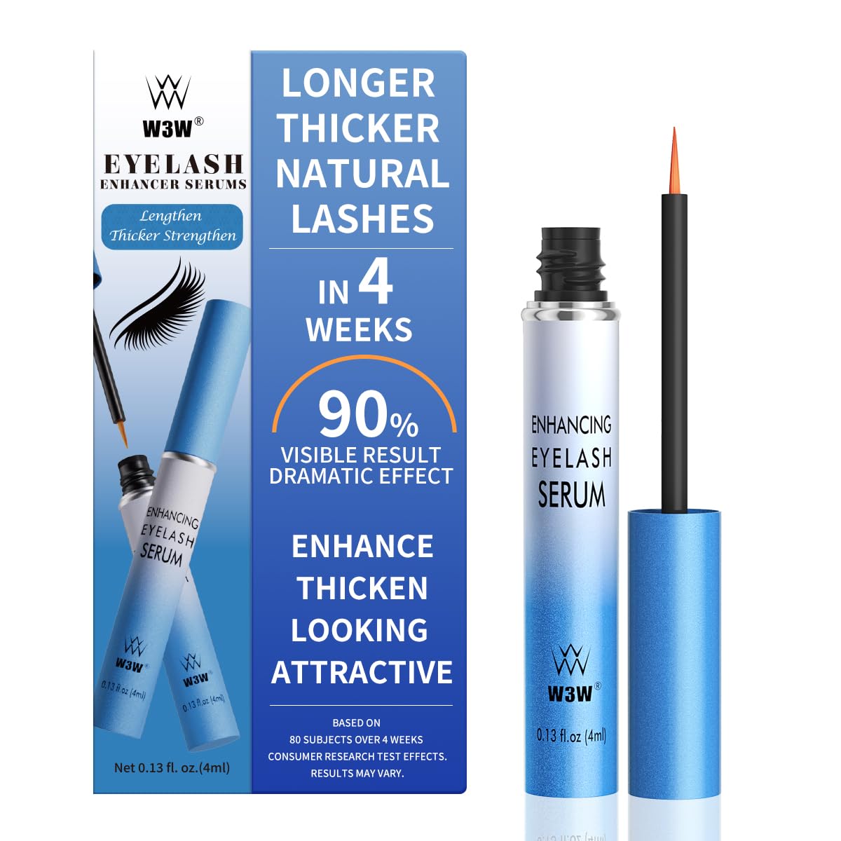 W3W Lash Serum bottle close-up showing a nourishing formula for lashes.