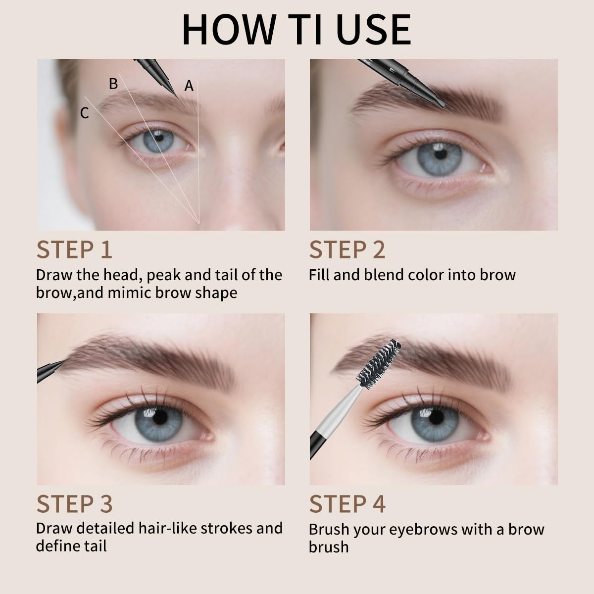 W3W Microblading Eyebrow Pencil 45-degree usage for precise definition
