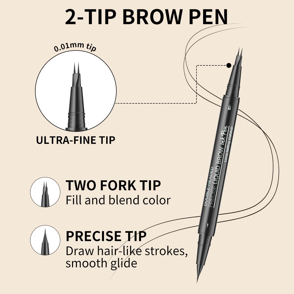 W3W microblading eyebrow pencil with a curved fill tip to address sparse areas.