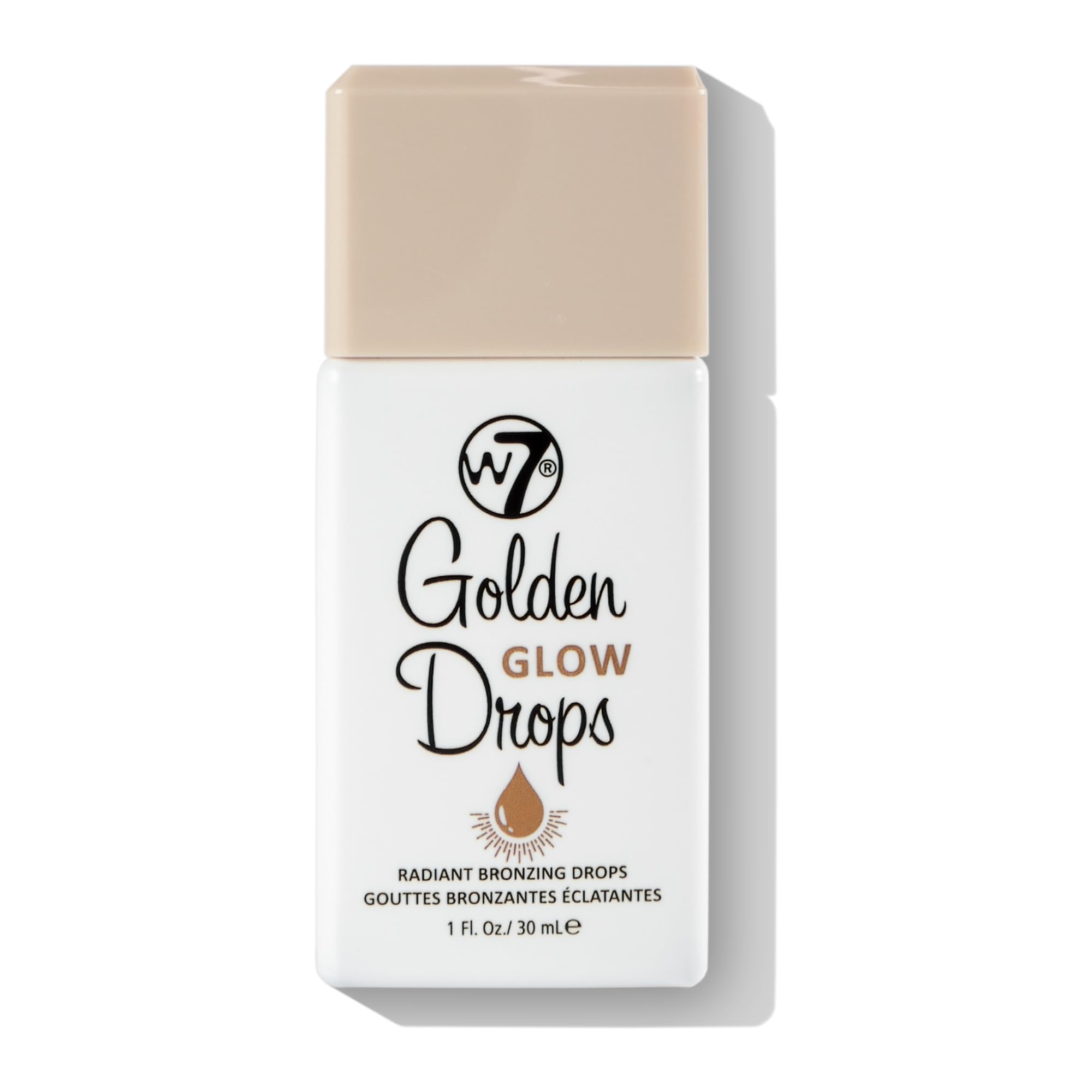 W7 Golden Glow Drops bottle close-up for radiant sun-kissed glow