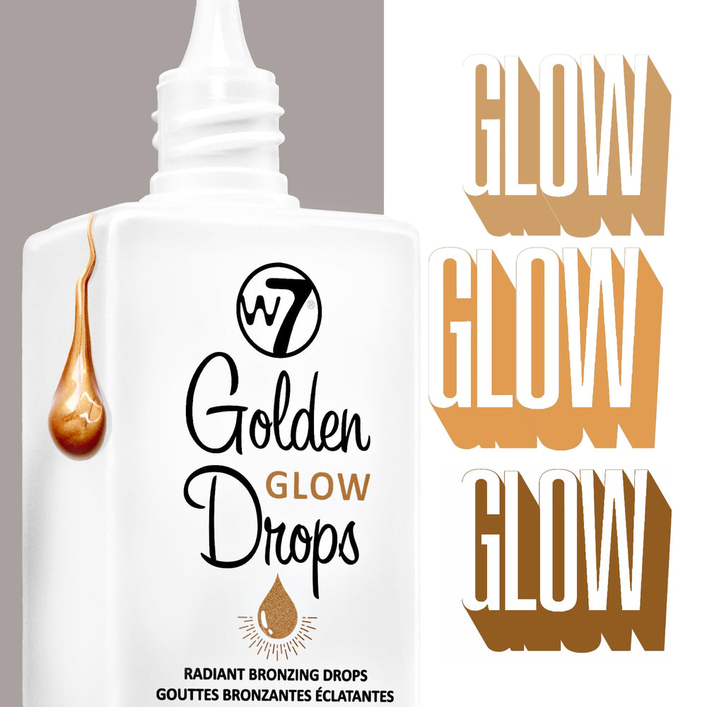 W7 Golden Glow Drops blended into moisturizer for dewy radiance