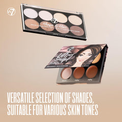 W7 Shape and Glow powder swatches showcase radiant highlights and sculpted cheeks