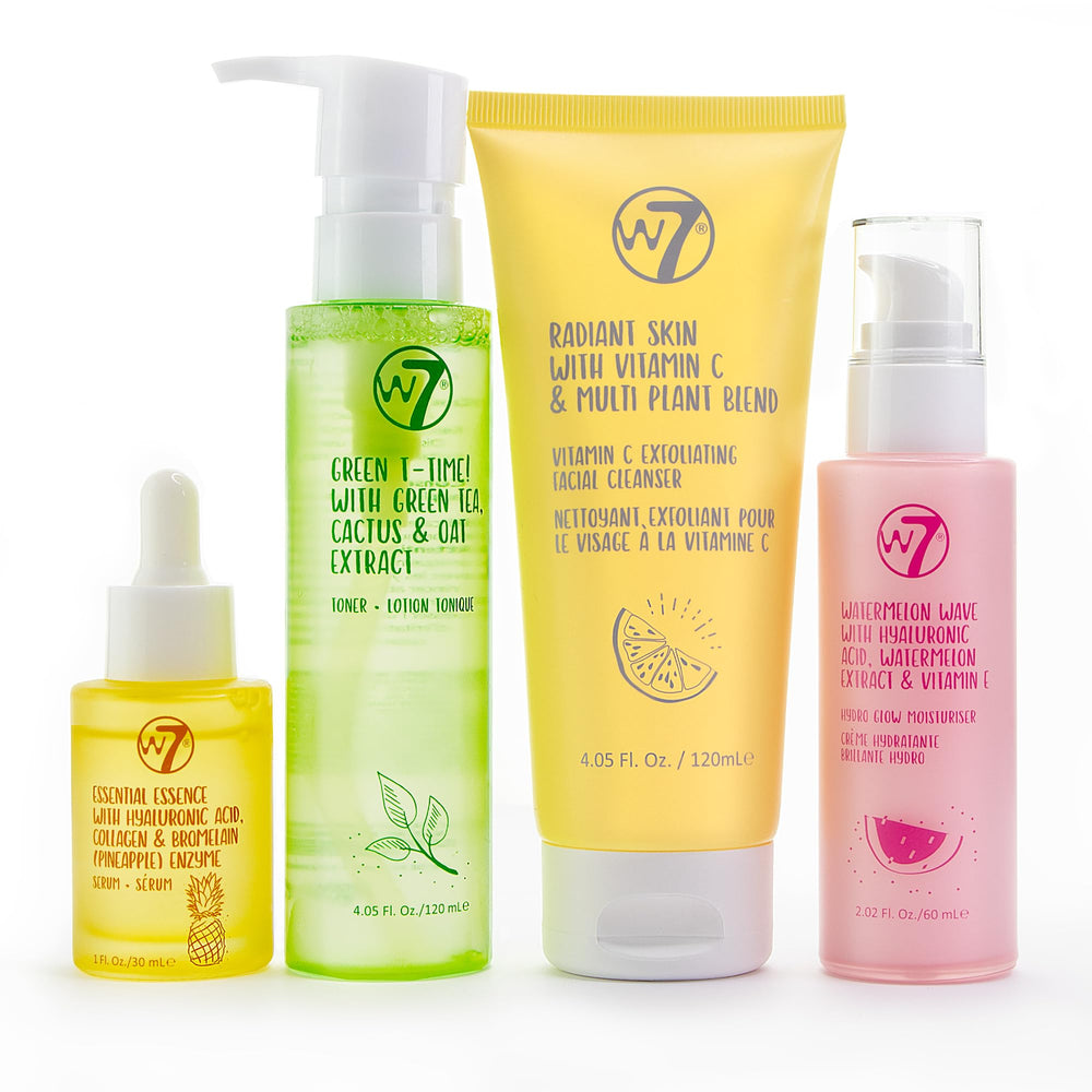 W7 Skin Refresh Toner bottle splash supports balanced texture and mild redness reduction.