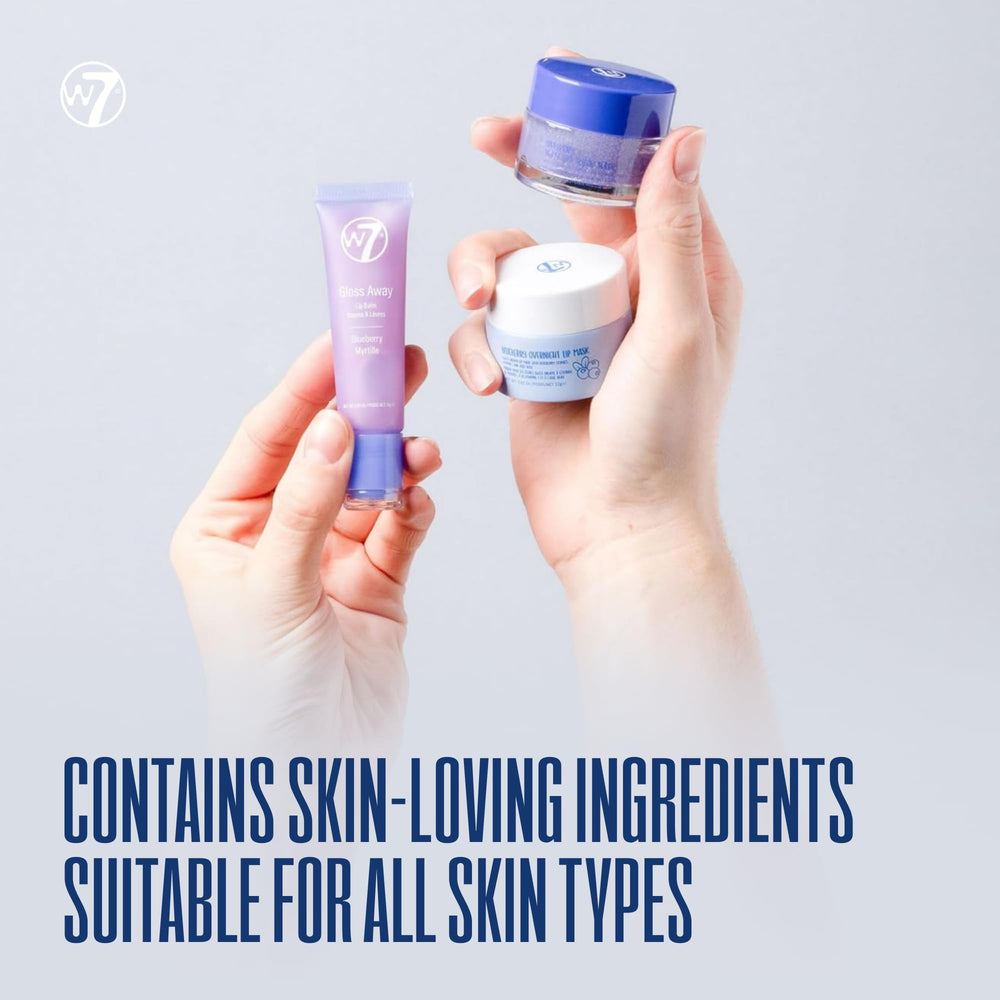 W7 Sweet Dreams lip scrub features blueberry extract crystals for gentle exfoliation