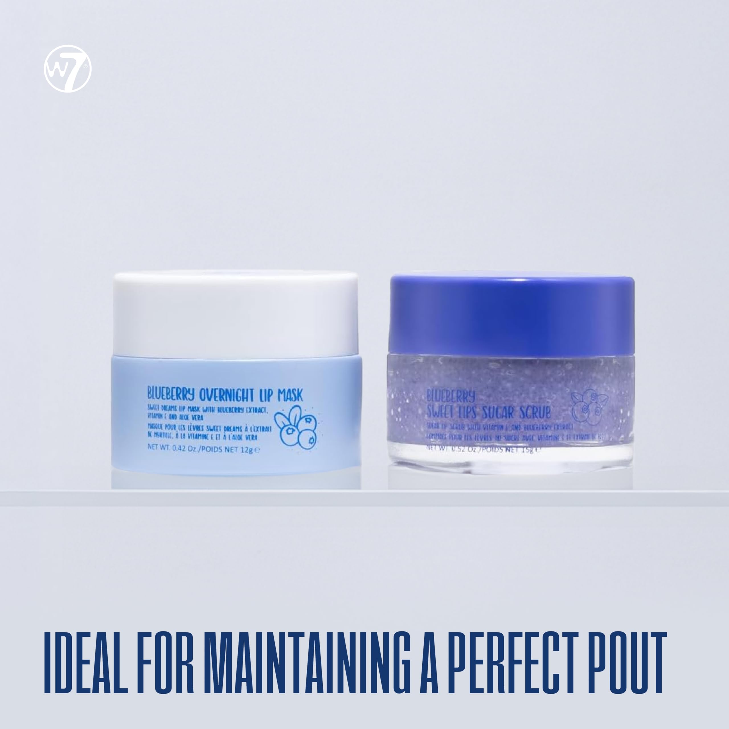 W7 Sweet Dreams lips look glossy after exfoliation and mask care.